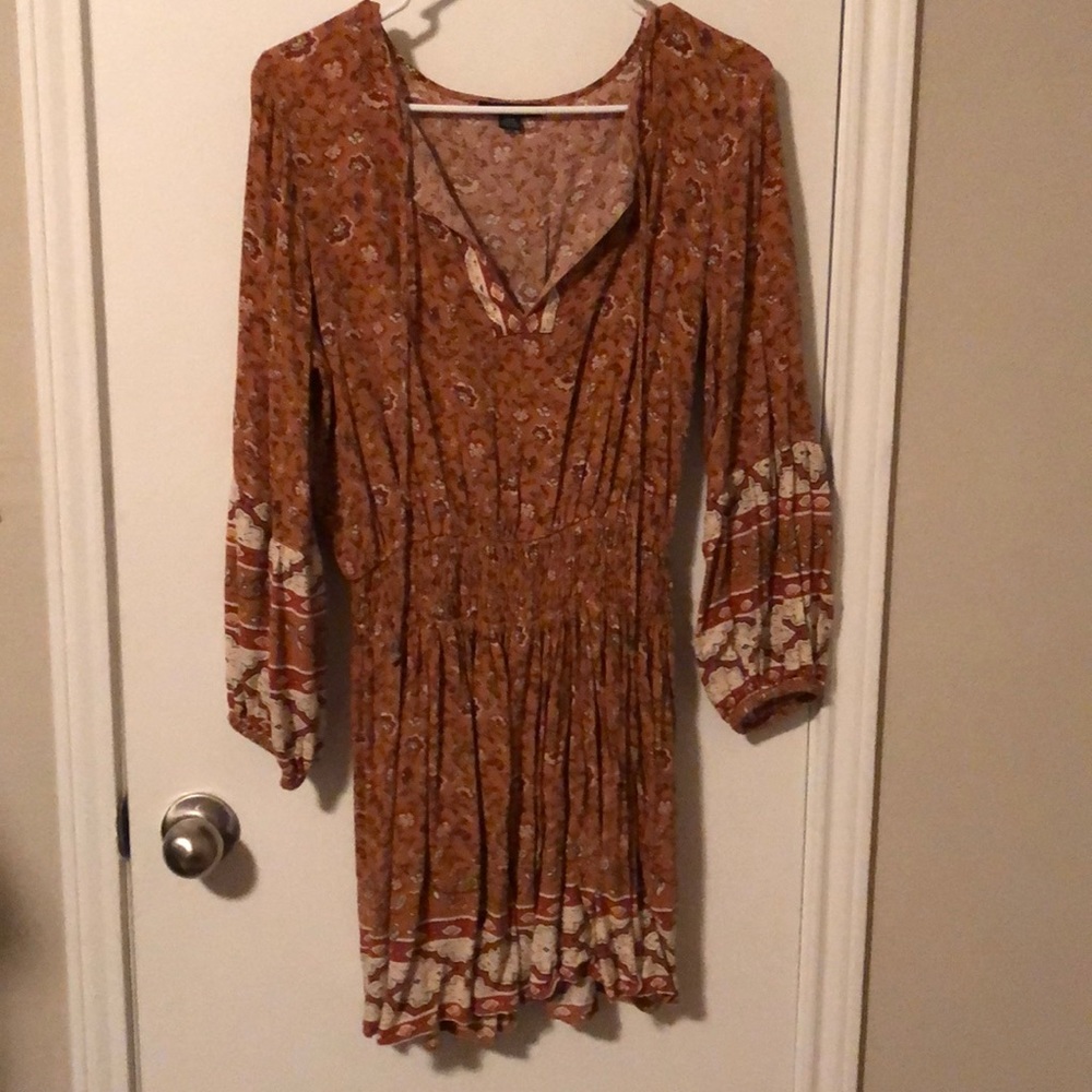 Mustard Dress with floral detail AE